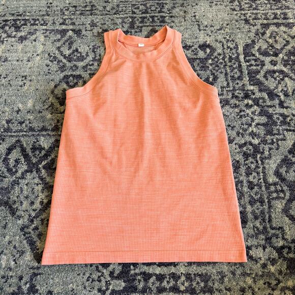 Athleta Tops - Athleta Coral Orange High Neck Ribbed Activewear Workout Tank Top Sz M/L Summer